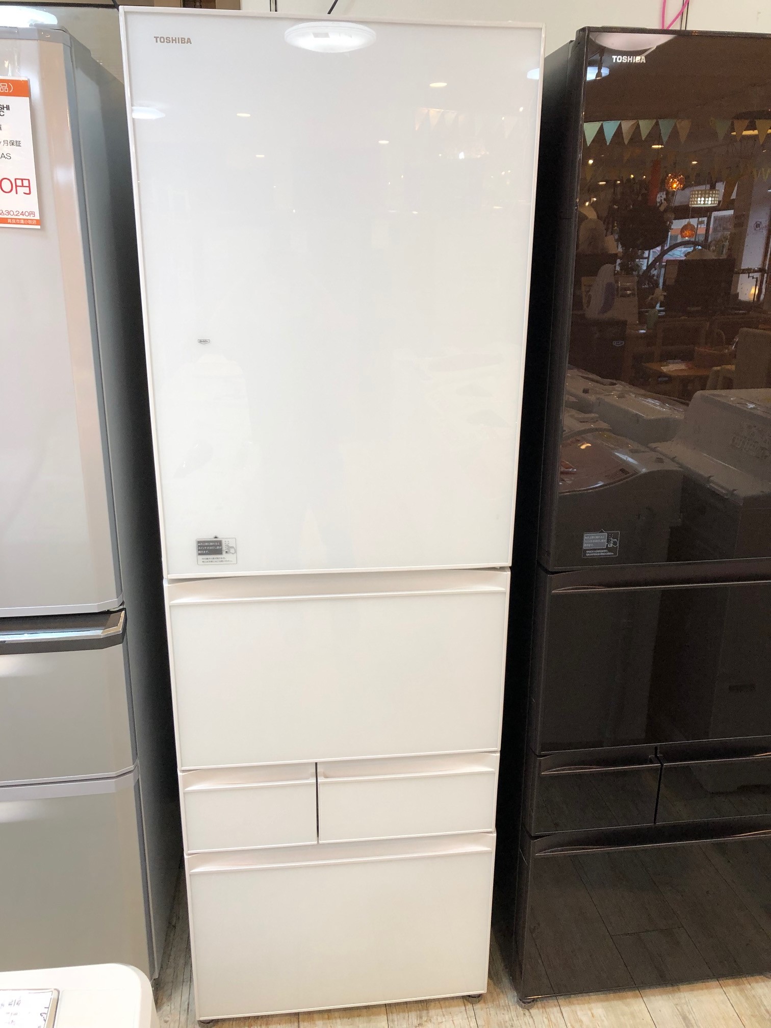 TOSHIBA 東芝 5ドア タッチオープン式 左開き冷凍冷蔵庫426L 