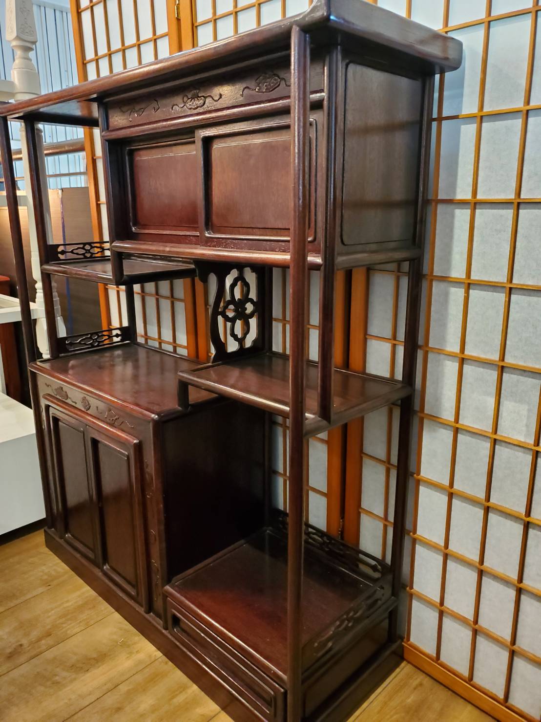 昭和　レトロ　違い棚　茶箪笥