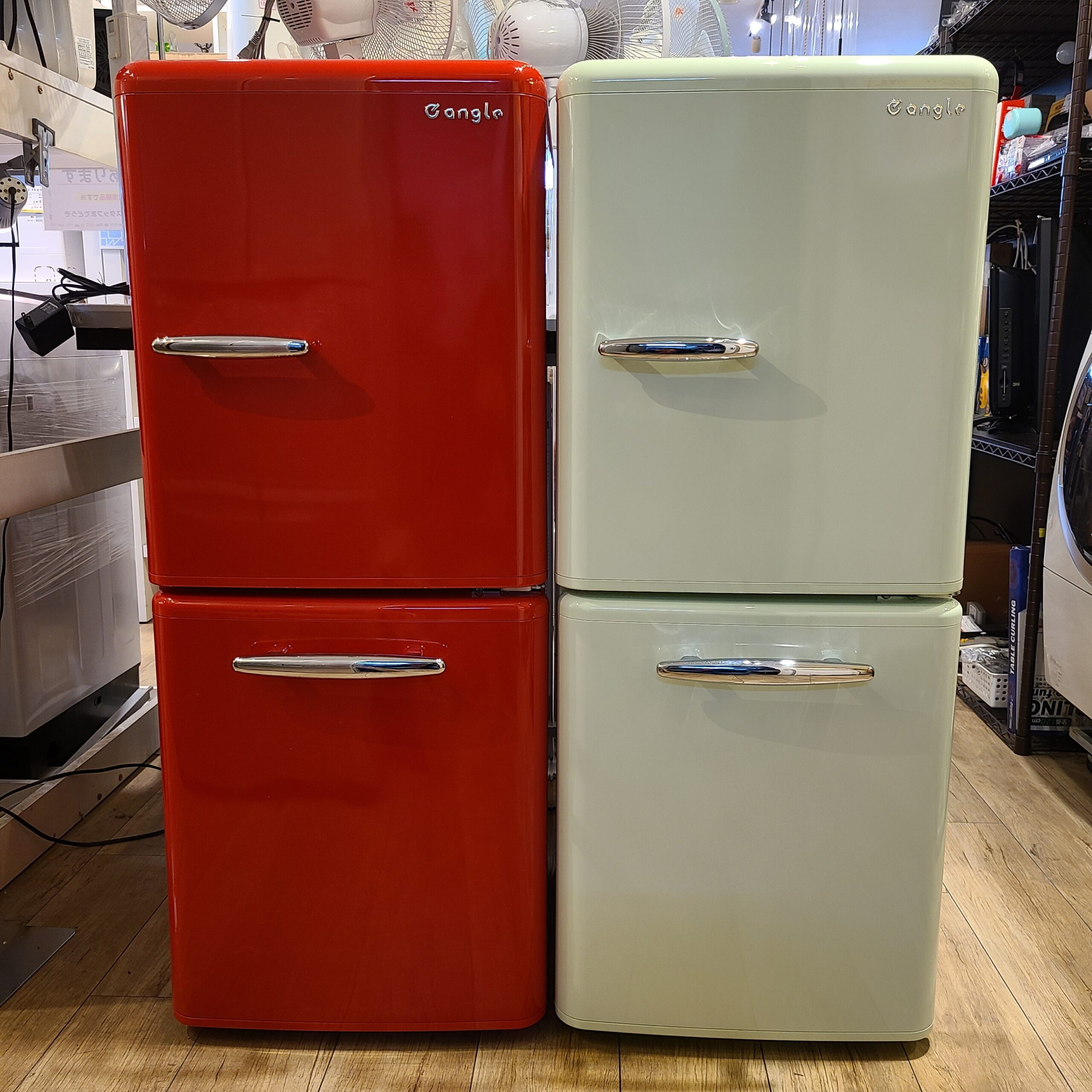 エディオンオリジナルブランド eangle 2ドア冷凍冷蔵庫 レトロ 